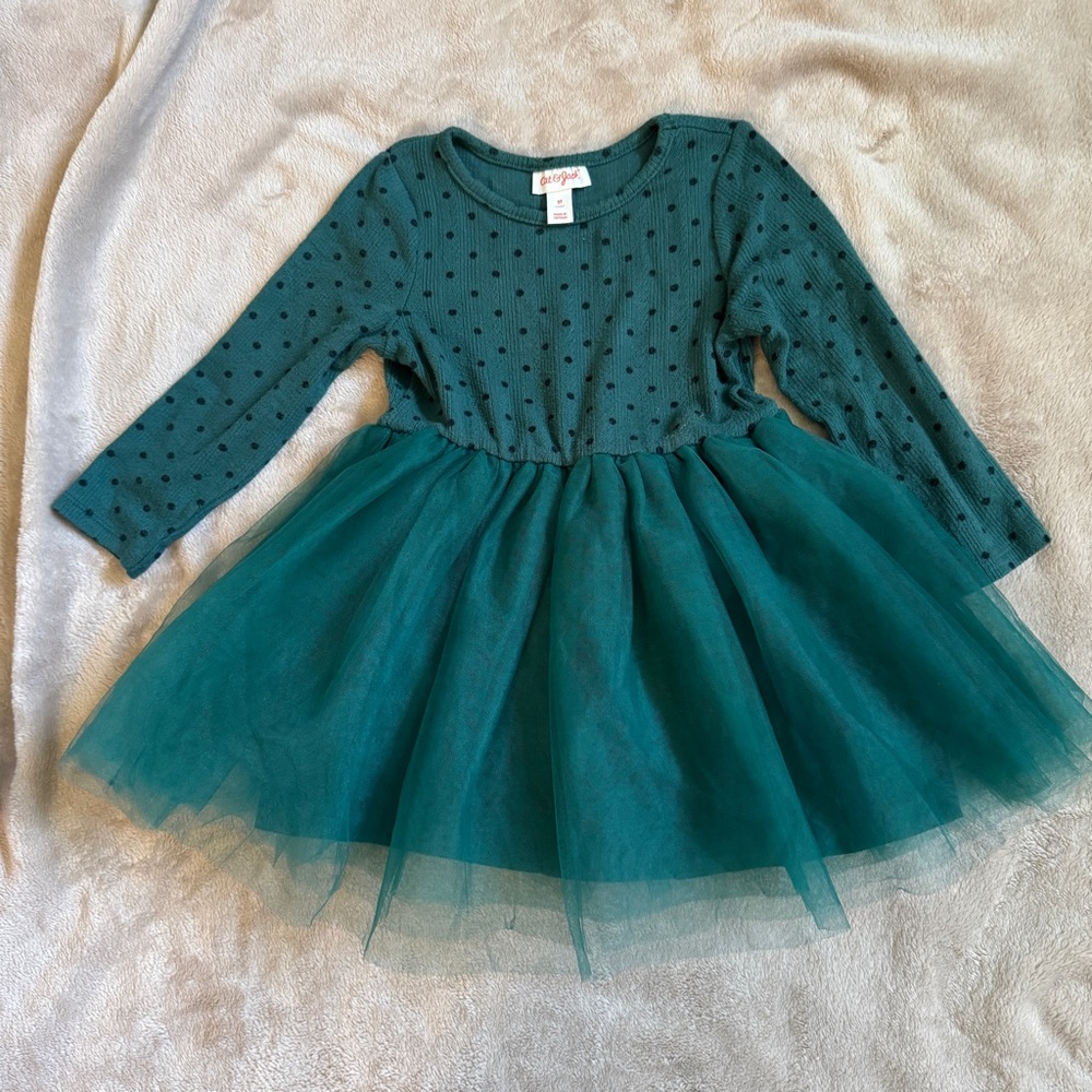 Cat & Jack Green Polka Dot Tulle Dress 2t